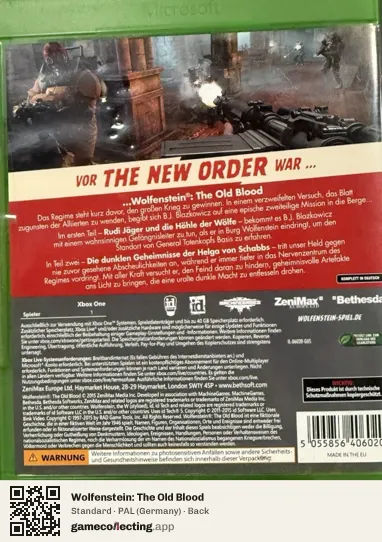 Wolfenstein: The Old Blood Xbox One, Germany box back