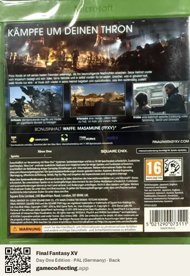 Final Fantasy XV Xbox One, Germany box back