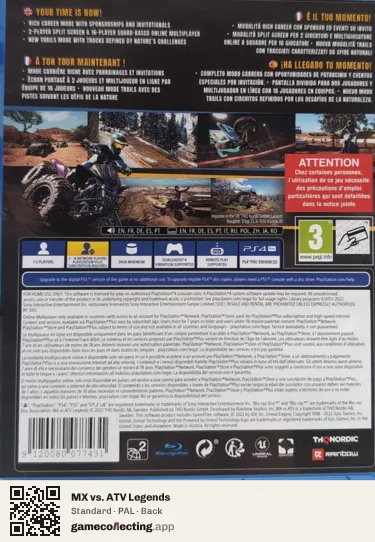 MX vs. ATV Legends PlayStation 4, PAL box back