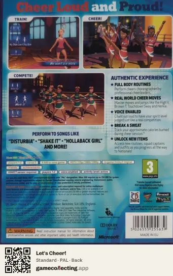 Let's Cheer! Xbox 360, PAL box back