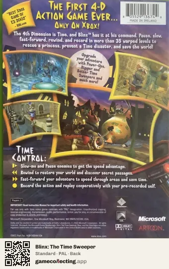Blinx: The Time Sweeper Xbox, PAL box back