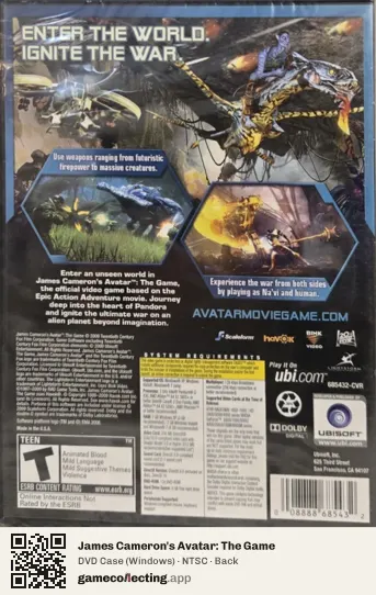 James Cameron's Avatar: The Game Computer, NTSC box back