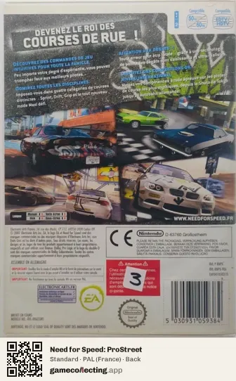 Need for Speed: ProStreet Nintendo Wii, France box back