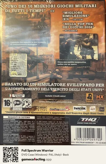 Full Spectrum Warrior Computer, Italy box back