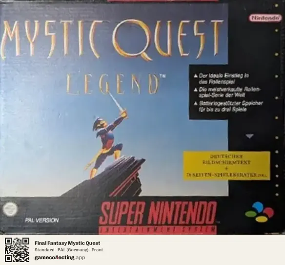 Final Fantasy Mystic Quest Super Nintendo Entertainment System, Germany box front