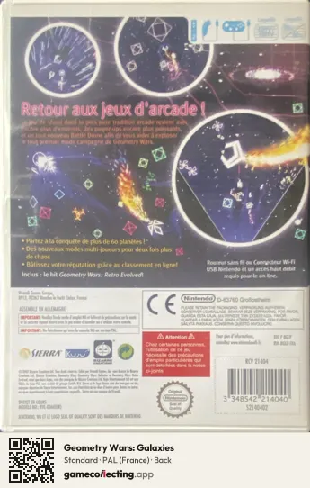 Geometry Wars: Galaxies Nintendo Wii, France box back