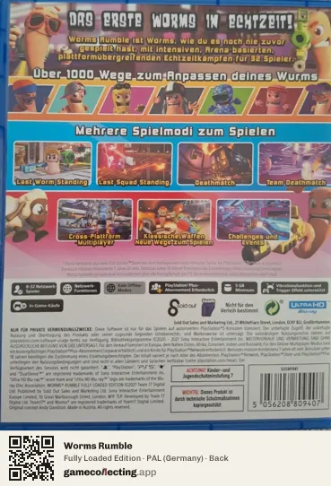 Worms Rumble PlayStation 5, Germany box back