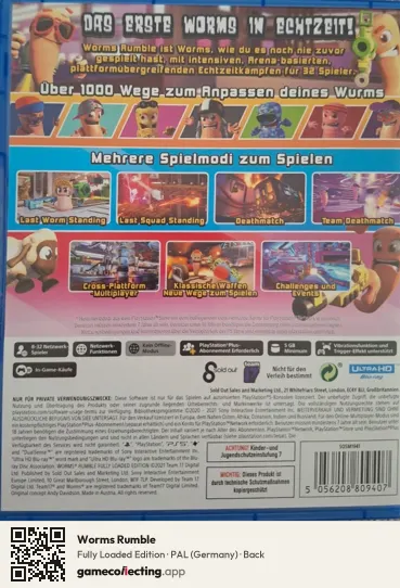 Worms Rumble PlayStation 5, Germany box back