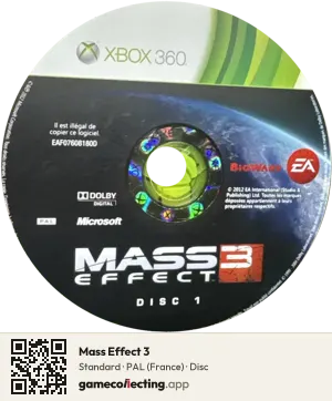 Mass Effect 3 Xbox 360, PAL disc