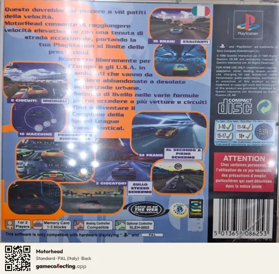 Motorhead PlayStation, Italy box back