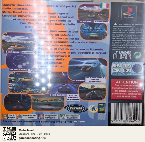 Motorhead PlayStation, Italy box back