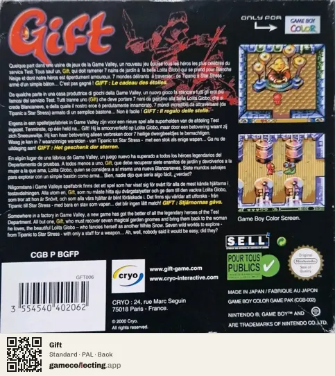 Gift Game Boy Color, PAL box back