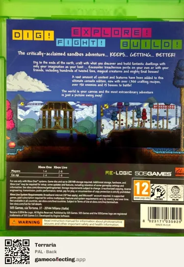 Terraria Xbox One, PAL box back
