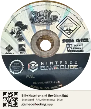 Billy Hatcher and the Giant Egg Nintendo GameCube, PAL disc