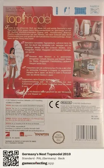 Germany's Next Topmodel 2010 Nintendo Wii, Germany box back