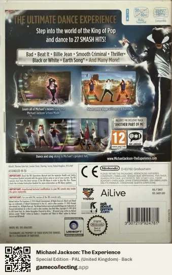 Michael Jackson: The Experience Nintendo Wii, United Kingdom box back