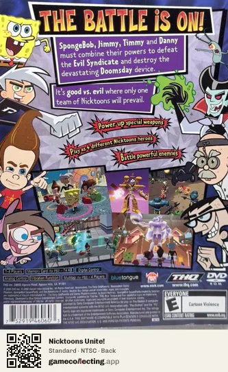 Nicktoons Unite! PlayStation 2, NTSC box back