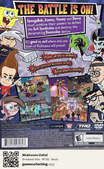 Nicktoons Unite! PlayStation 2, NTSC box back
