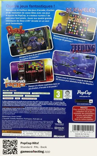 PopCap Hits! Xbox 360, PAL box back