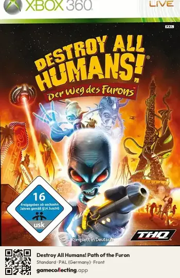 Destroy All Humans! Path of the Furon Xbox 360, Germany box front