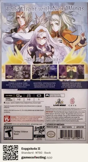 Espgaluda II Nintendo Switch, NTSC box back