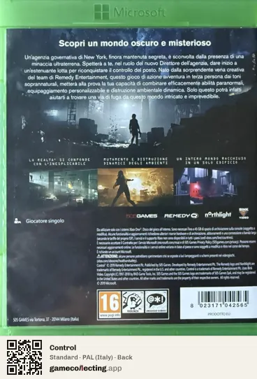 Control Xbox One, Italy box back