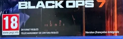Call of Duty: Black Ops 7, the PEGI square on its front
