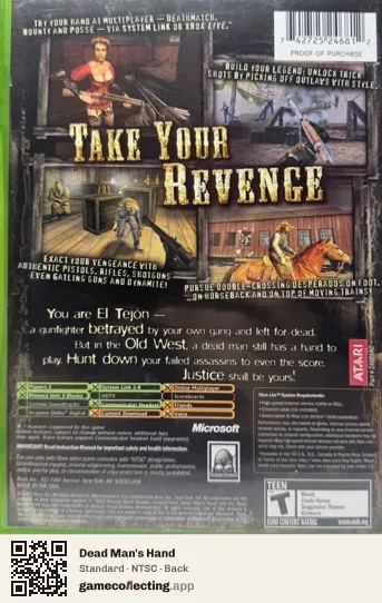 Dead Man's Hand Xbox, NTSC box back