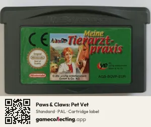 Paws & Claws: Pet Vet Game Boy Advance, PAL cartridge label