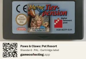 Paws & Claws: Pet Resort Game Boy Advance, PAL cartridge label