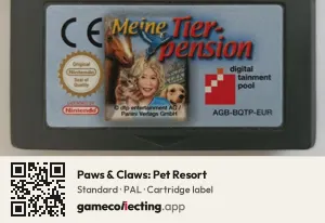 Paws & Claws: Pet Resort Game Boy Advance, PAL cartridge label