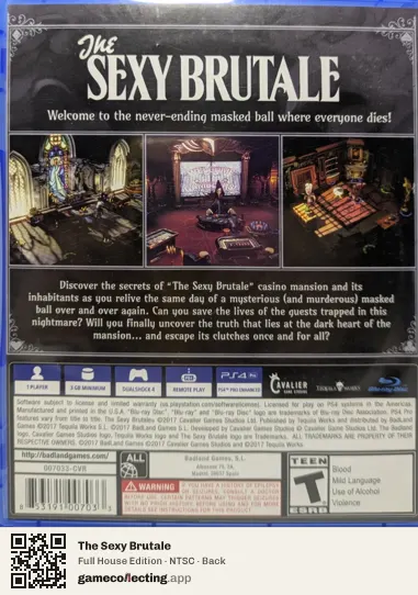 The Sexy Brutale PlayStation 4, NTSC box back