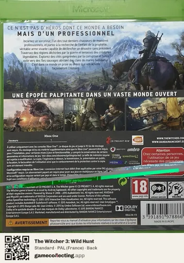 The Witcher 3: Wild Hunt Xbox One, France box back