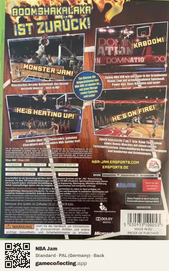 NBA Jam Xbox 360, Germany box back