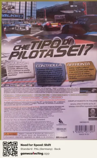 Need for Speed: Shift Xbox 360, Germany box back