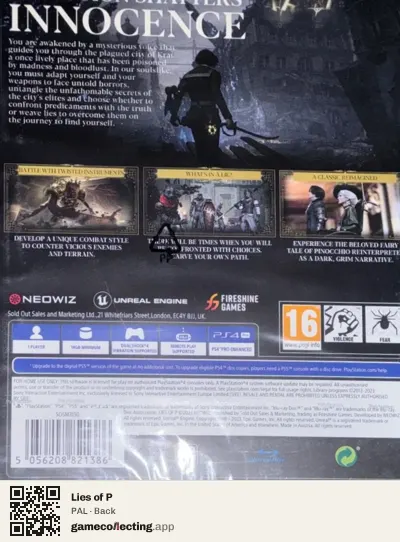 Lies of P PlayStation 4, PAL box back