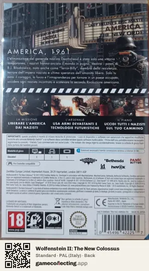 Wolfenstein II: The New Colossus Nintendo Switch, Italy box back