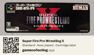 Super Fire Pro Wrestling X Super Nintendo Entertainment System, Asia cartridge label