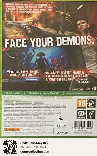 DmC: Devil May Cry Xbox 360, PAL box back