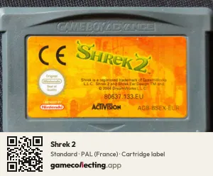 Shrek 2 Game Boy Advance, PAL cartridge label