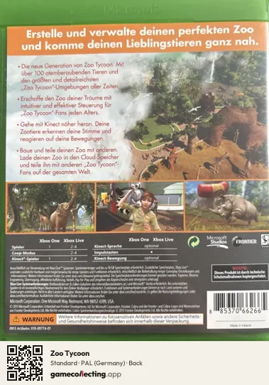 Zoo Tycoon Xbox One, Germany box back