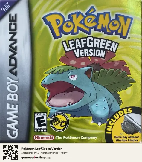 Pokémon LeafGreen Version Game Boy Advance, North America box front