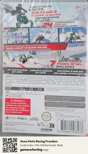 Snow Moto Racing Freedom Nintendo Switch, Netherlands box back