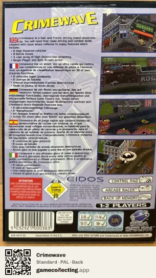 Crimewave Sega Saturn, PAL box back