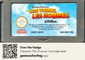 Over the Hedge Game Boy Advance, PAL cartridge label