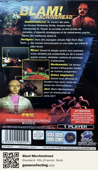 Blam! Machinehead Sega Saturn, France box back