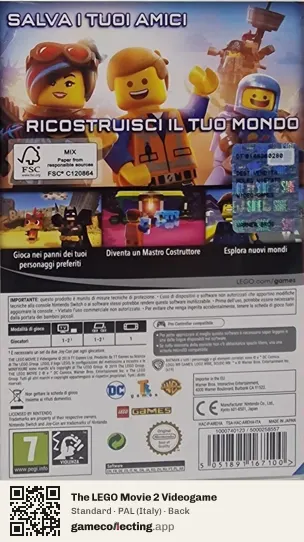 The LEGO Movie 2 Videogame Nintendo Switch, Italy box back