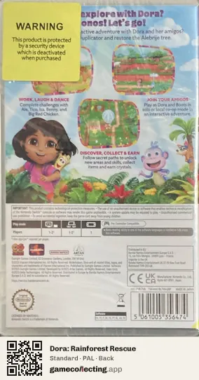 Dora: Rainforest Rescue Nintendo Switch, PAL box back