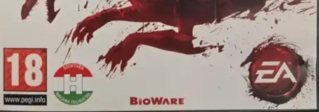 Dragon Age: Origins, the PEGI square on its front