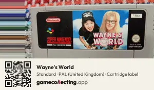 Wayne's World Super Nintendo Entertainment System, PAL cartridge label